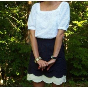 Anthropologie Floreat Cloud Scallop Skirt